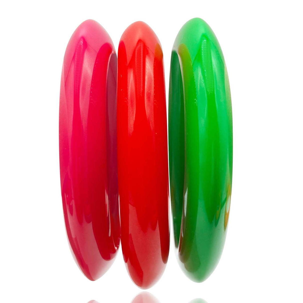 Bright Red and Orange and Bright Green Three Piece Bangle Set