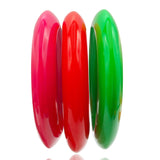 Bright Red and Orange and Bright Green Three Piece Bangle Set