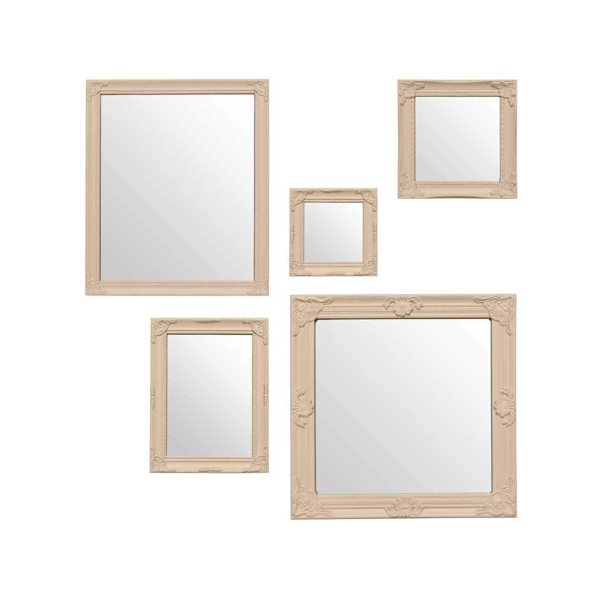 Brussels Set of 5 Baroque Mirrors Cream Finish Frame