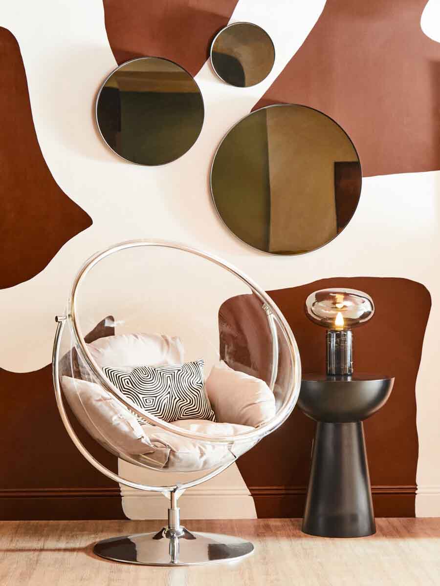 Cindy Small Matte Black Finish Wall Mirror