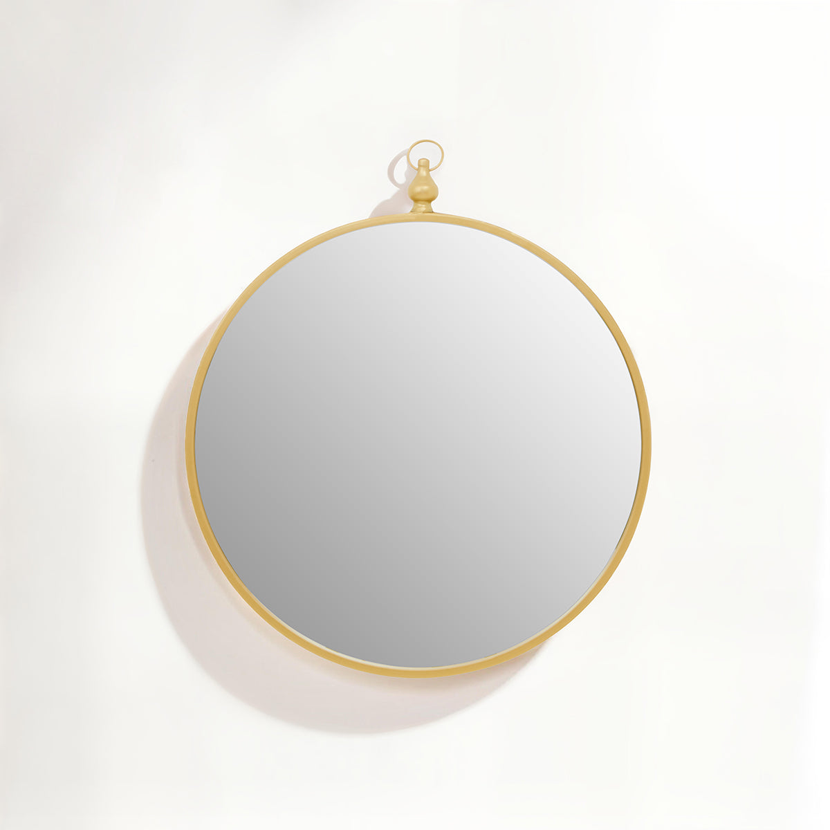 Avento Gold Finish Round Wall Mirror With Hook