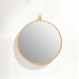 Avento Gold Finish Round Wall Mirror With Hook