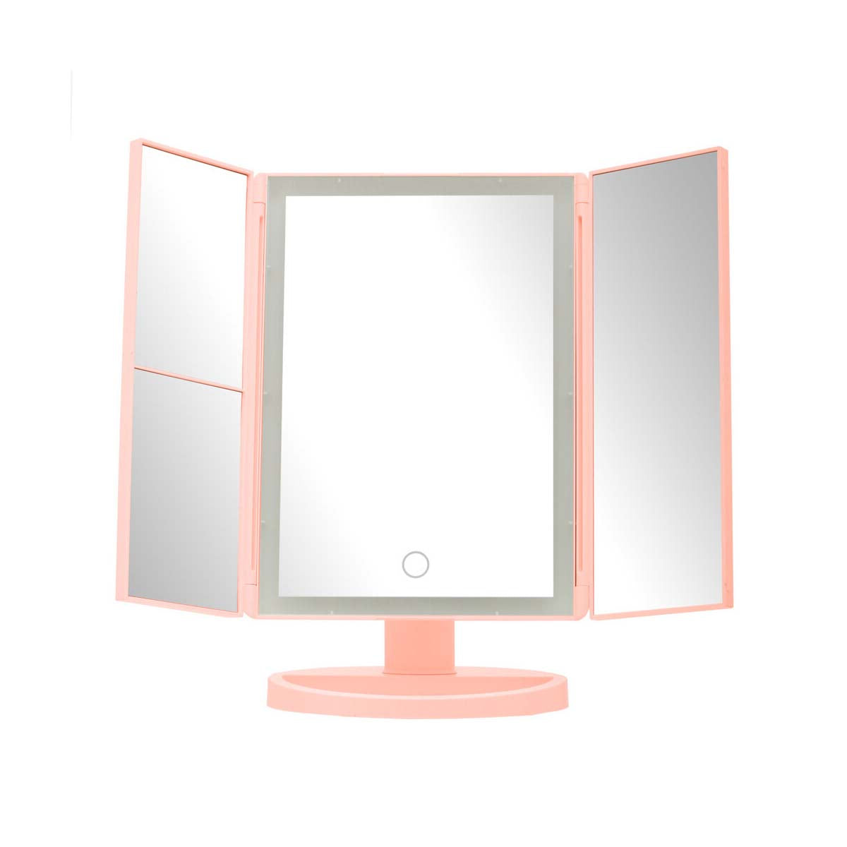 Cassini Tri Fold Border Pink Table Mirror