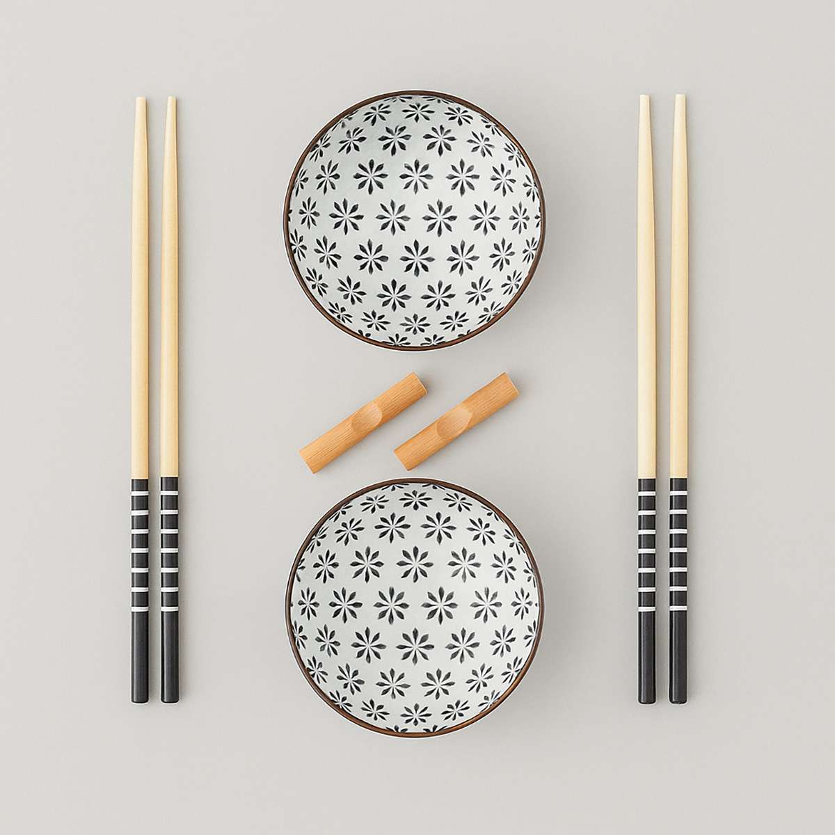 Jurado 6pc White Ceramic and Wood Sushi