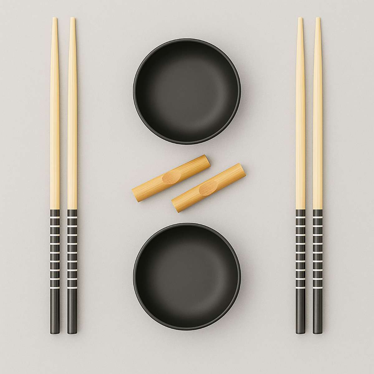 Jurado 6pc Black Ceramic and Wood Sushi