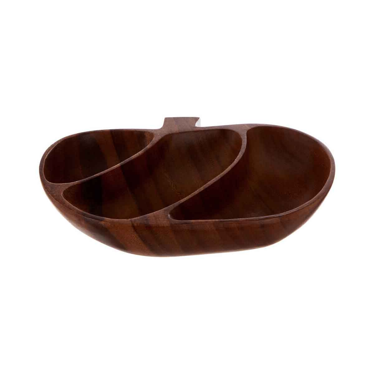 Kora Acacia 3 Section Apple Shaped Serving Dish