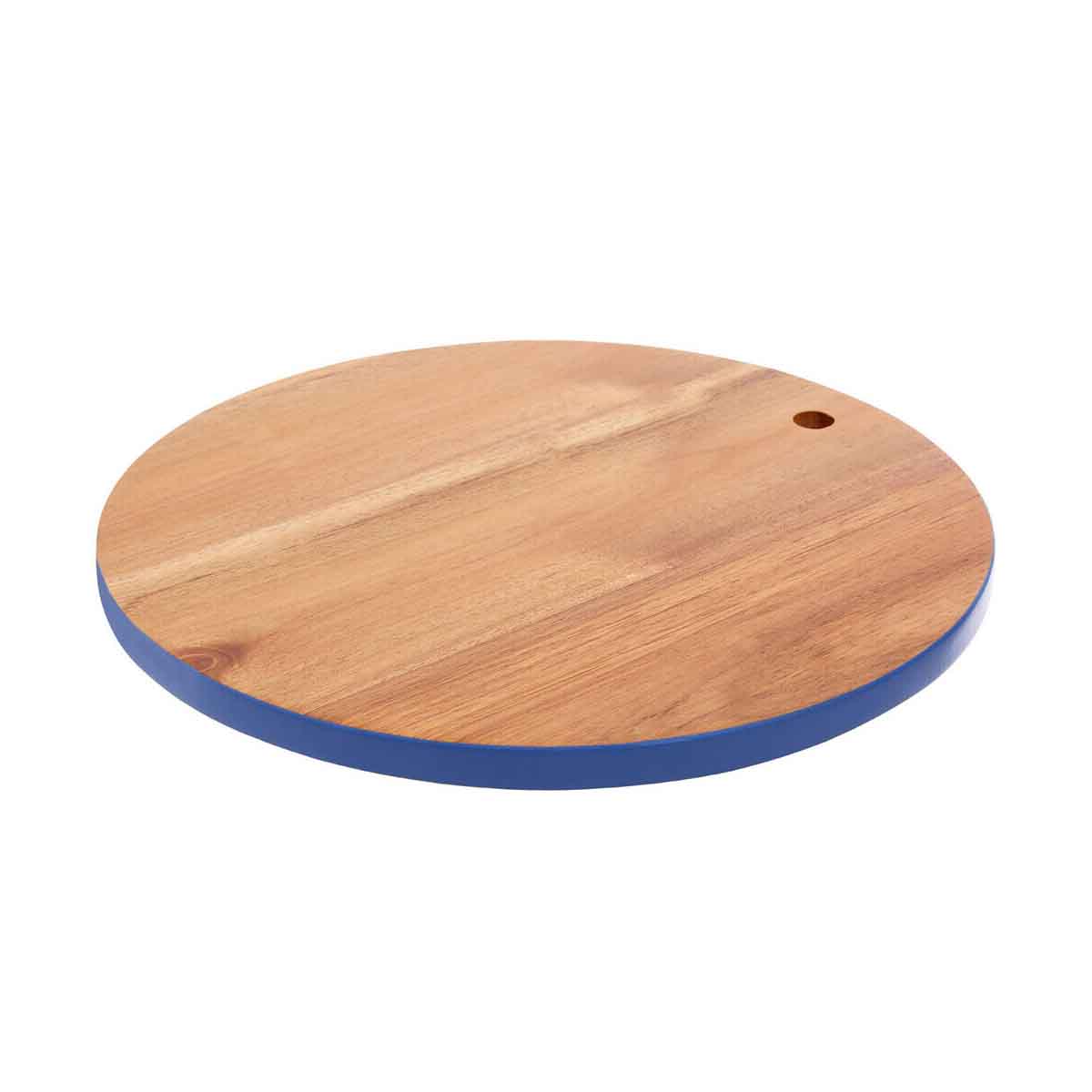 Socorro Round Acacia Chopping and Serving Board with Blue Edge