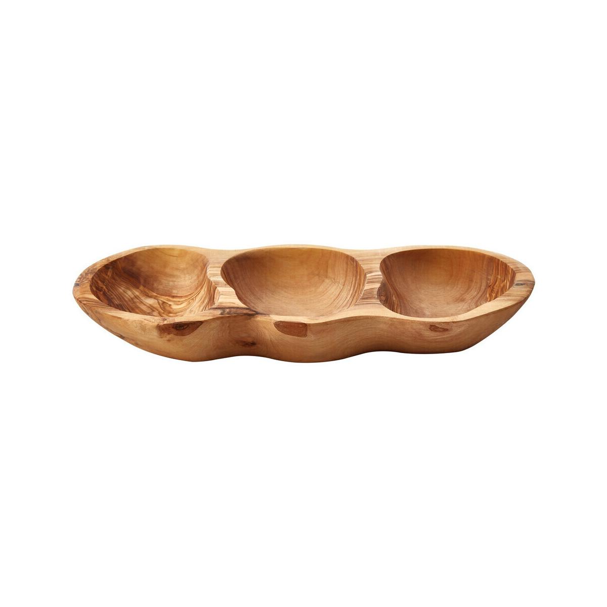 Kora 3 Section Olive Wood Antipasti Dish