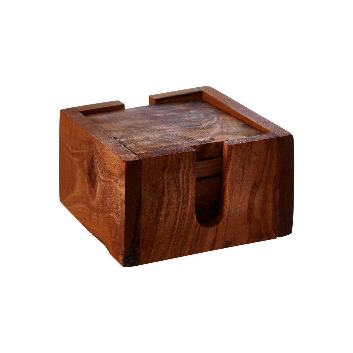 Kora Set of 4 Olive Wood Square Coasters