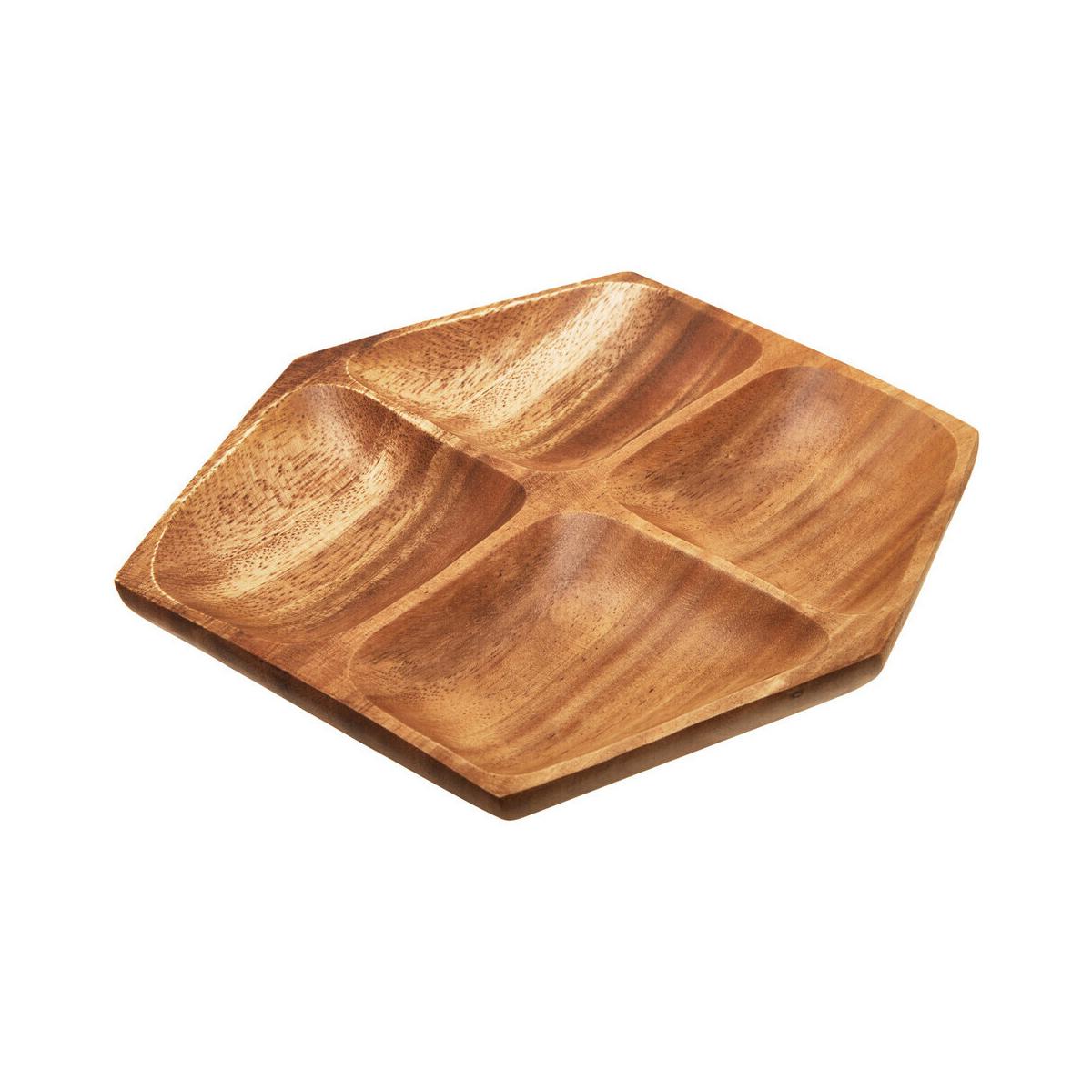 Kora Small Four Section Serving Dish in Acacia Wood