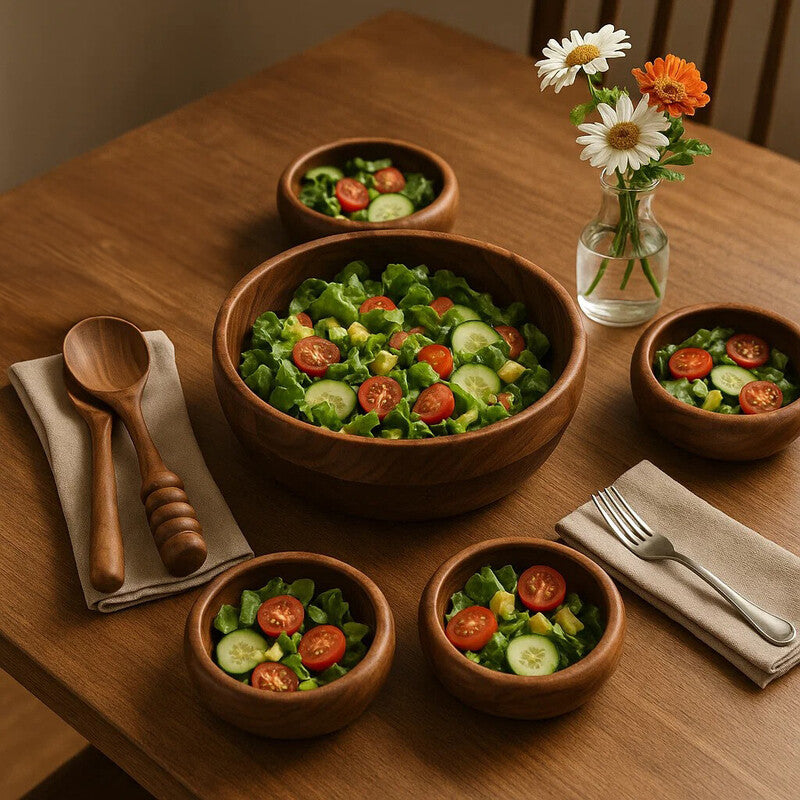 Rosi 5 Piece Sheesham Wood Salad Bowl Set