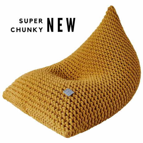 Chunky Knitted Bean Bag | MUSTARD