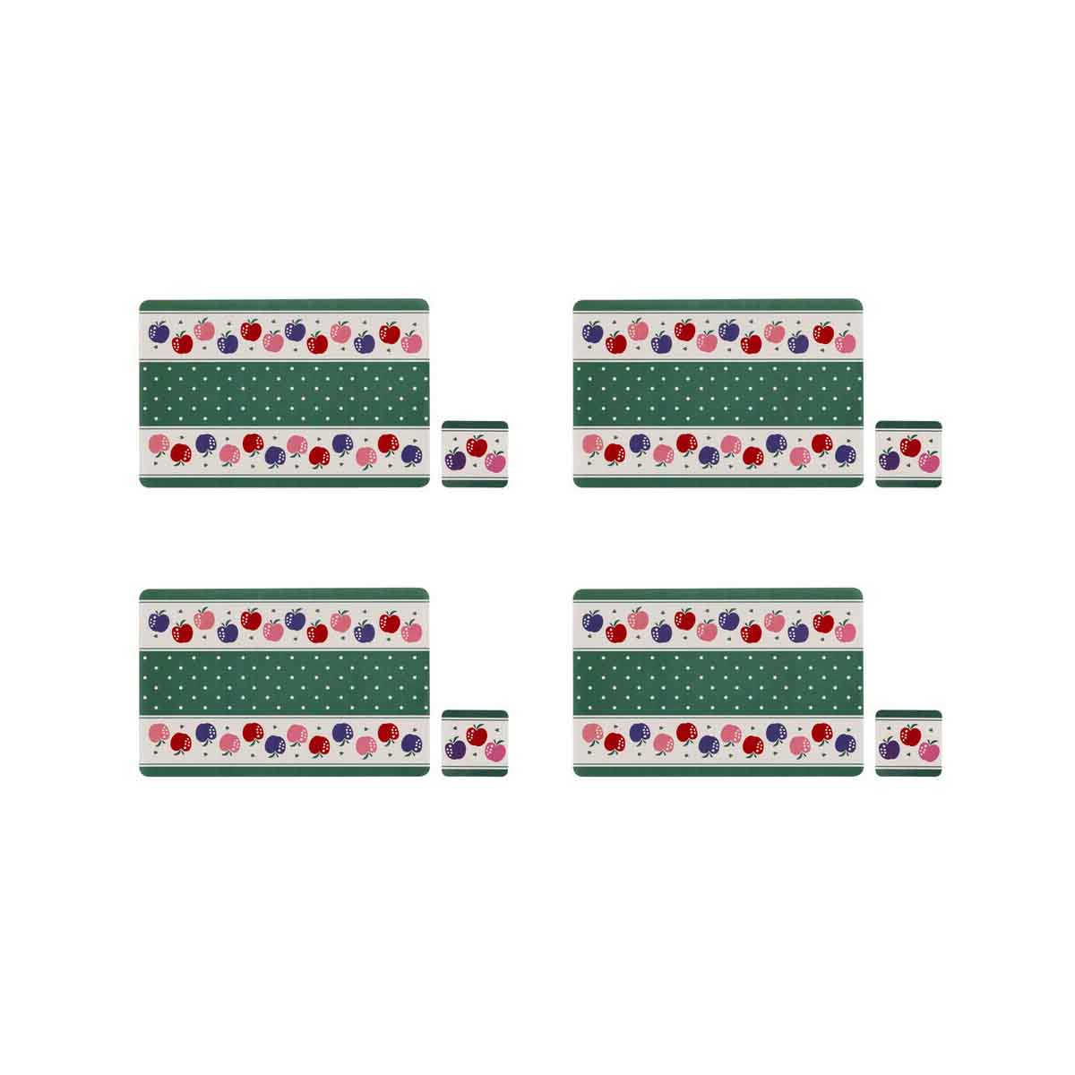 Set of 4 Candy Apple Placemats And Coasters