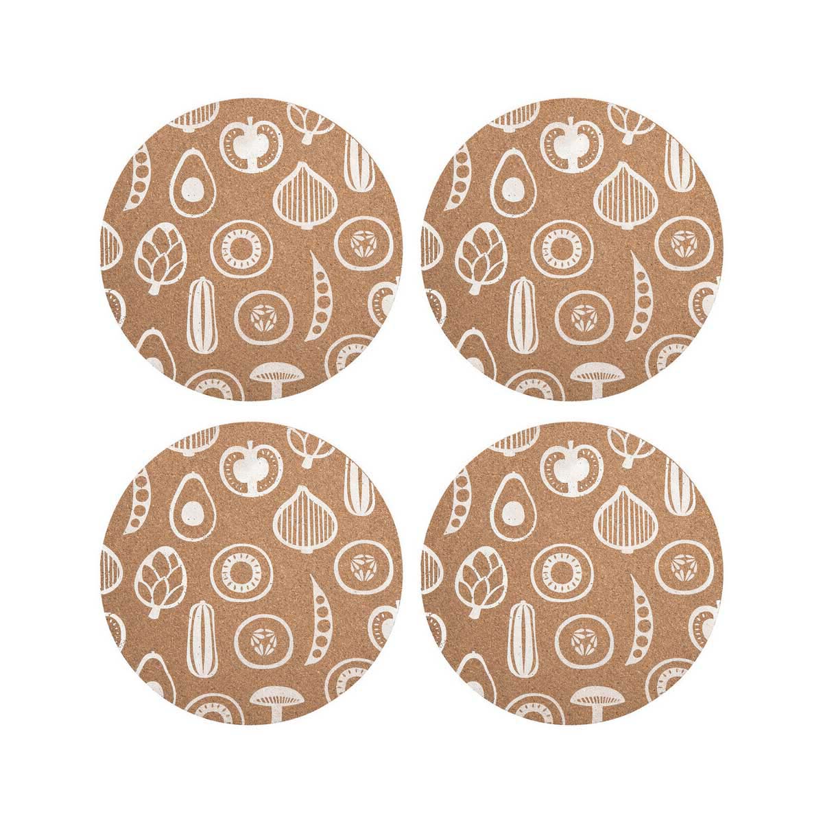 Besa Set Of Four Cork Round Placemats