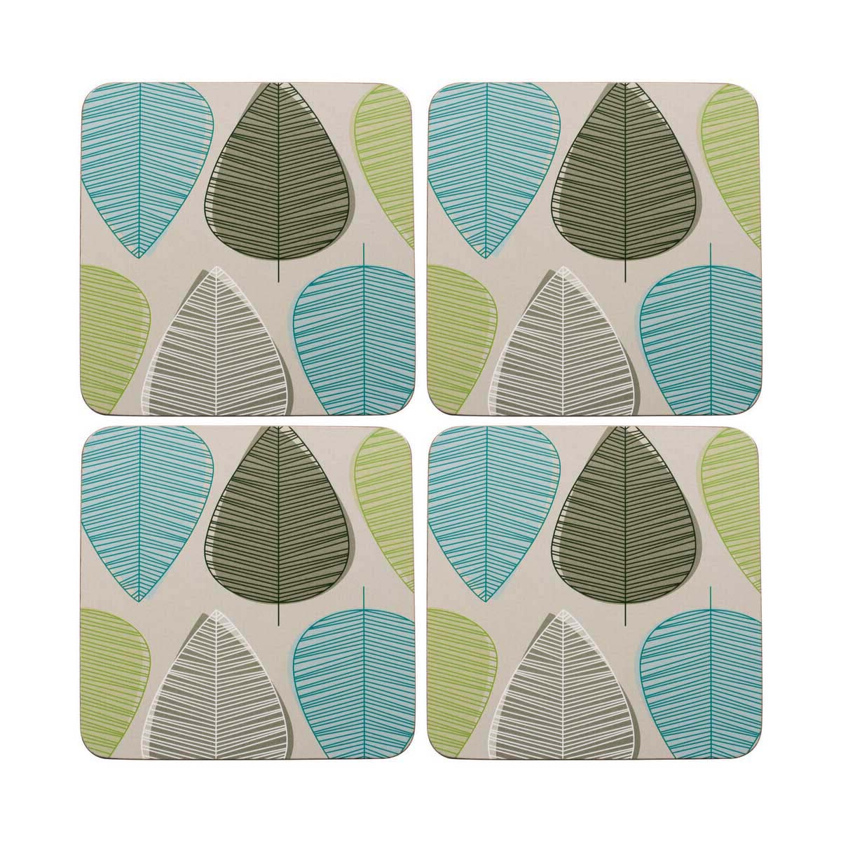 Green Leaves Set Of Four Coasters