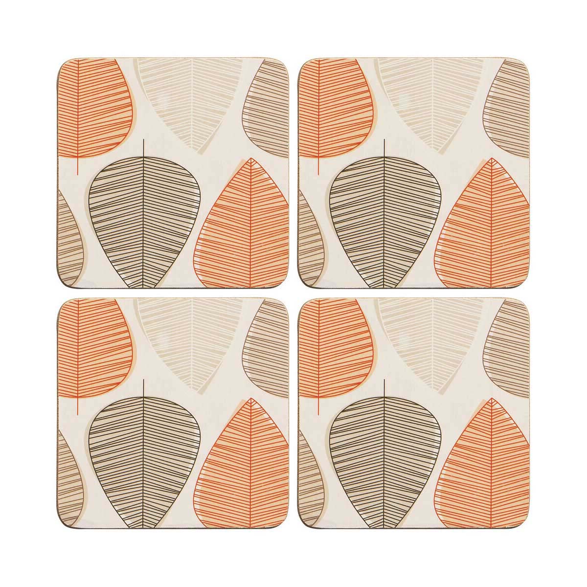 Orange Leaf Set Of Four Coasters