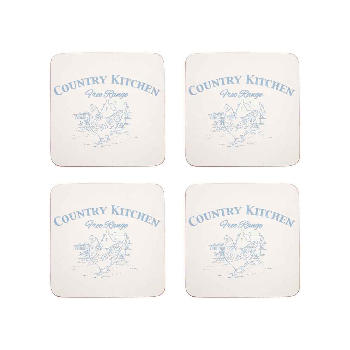Country Kitchen Set Of Four Cork Coasters