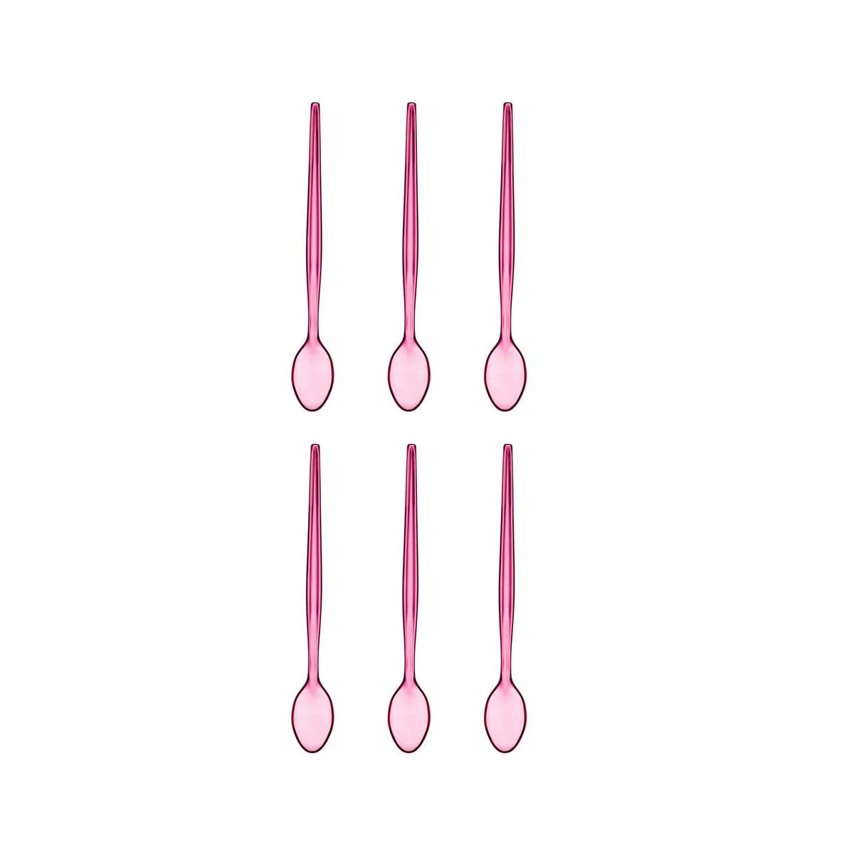 Summer Set Of Six Pink Plastic Sundae Spoons