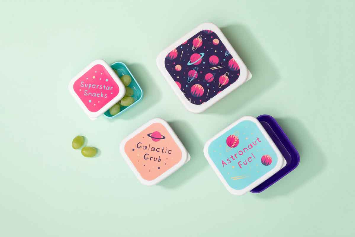Mimo Set Of 4 Space Design Lunch Boxes