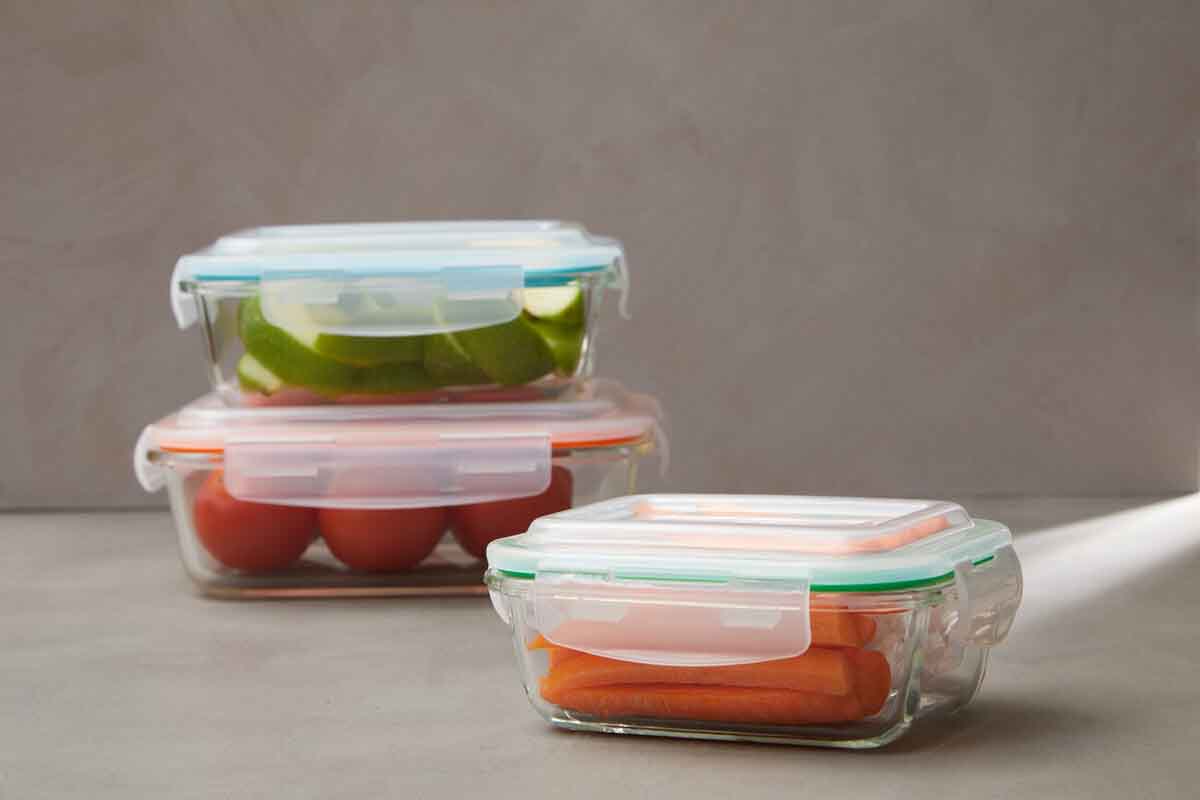 Freska Set Of 3 Rectangular Glass Containers