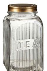 Luca Set of Three Glass Jars with Gold Finish Lids