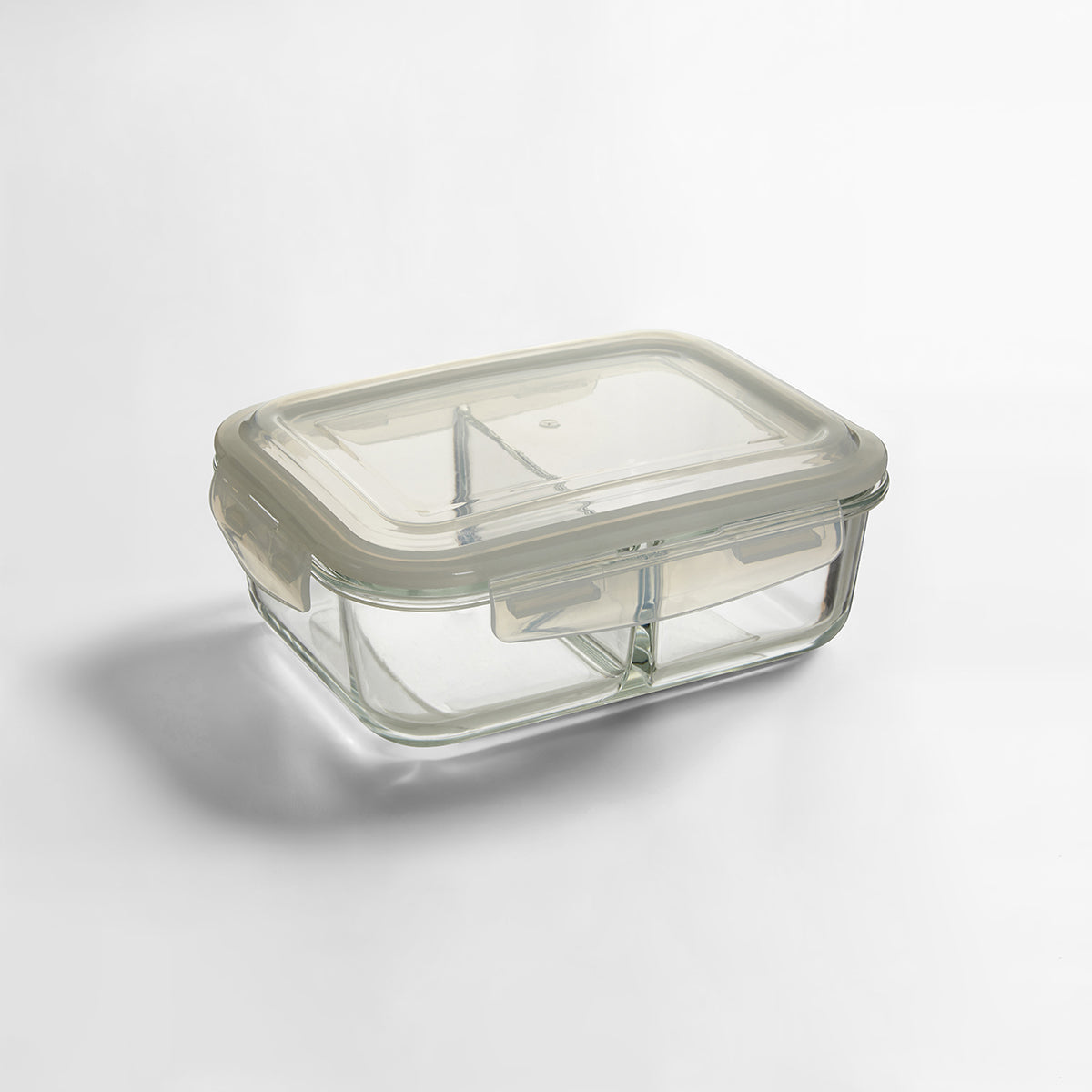 Freska 2 Section Rectangular Glass Container With Lid 1520 ml