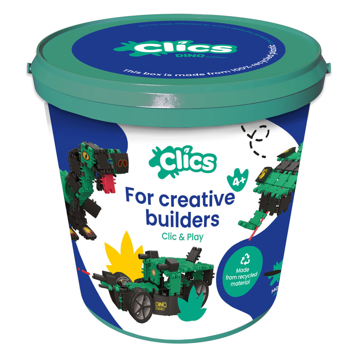 CLICS Dino World Bucket Building Set