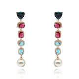 Multi Color and Pearl Drop Hanging Earrings