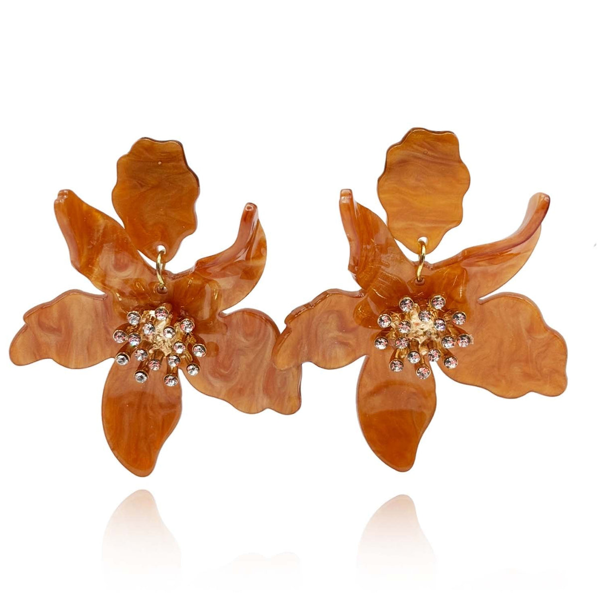 Caramel Floral Resin Drop Earrings