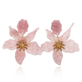 Pale PinkFloral Resin Drop Earrings
