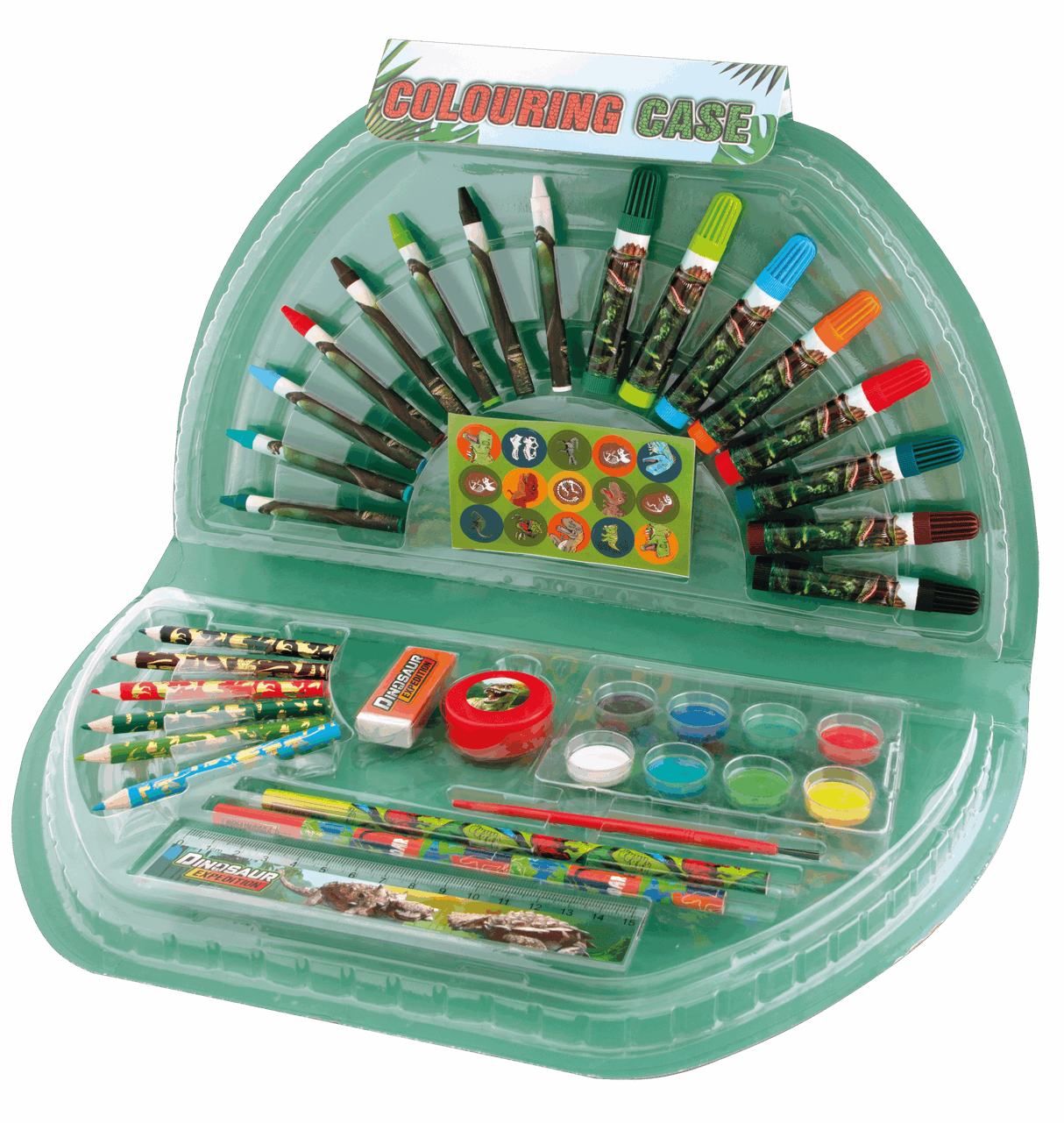 Dino Colouring Case Half Round - 51 Pcs