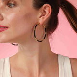 Black and Gold Stripe Hoop Eaarings