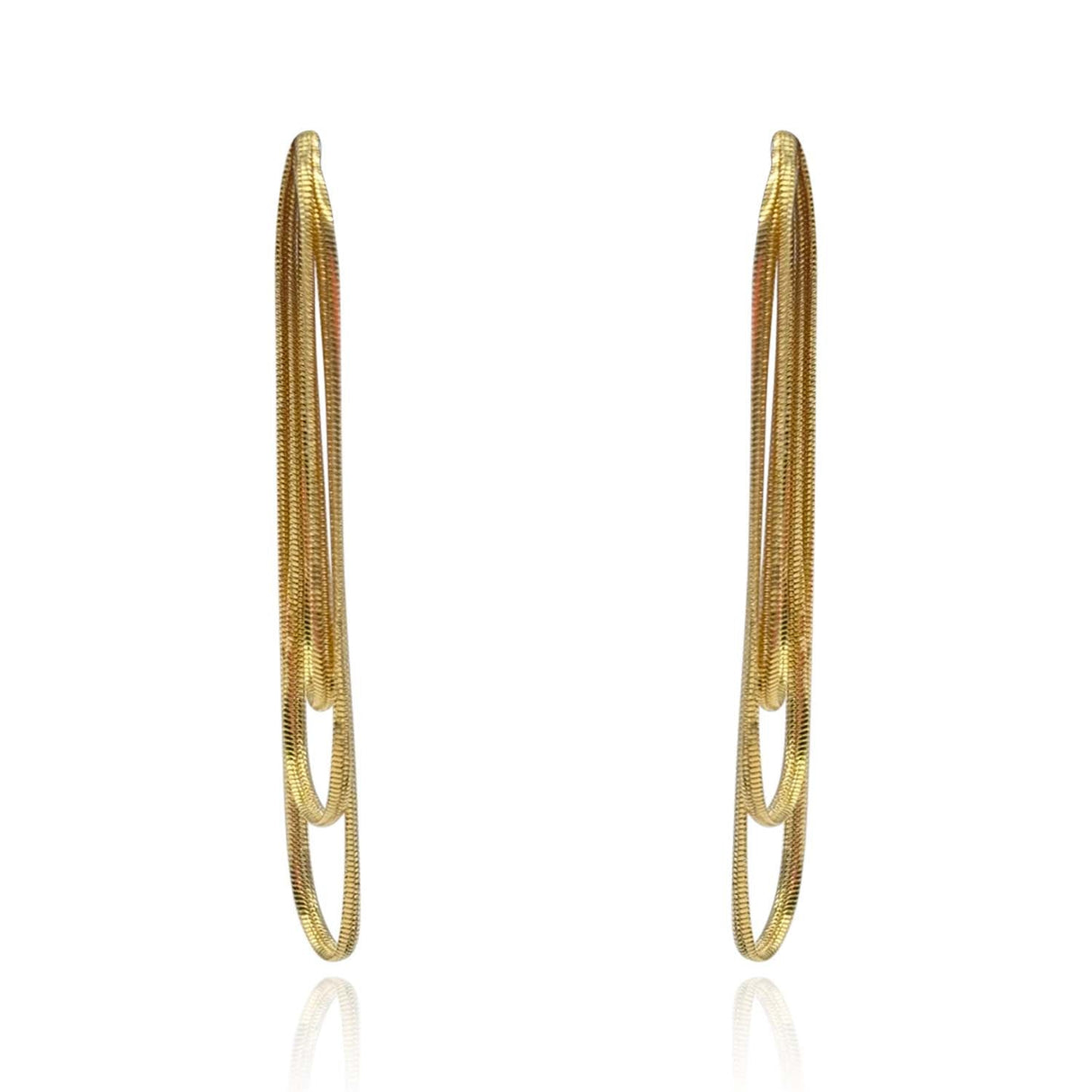 Double Gold Cobra Chain Pierced Earrings