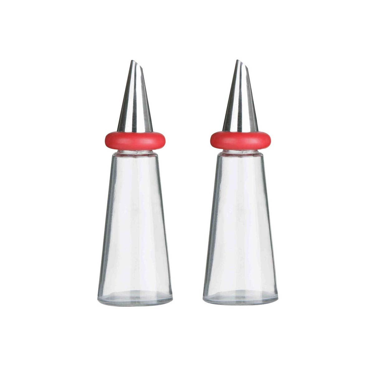 Cone Condiments Red Plastic Oil and Vinegar Set