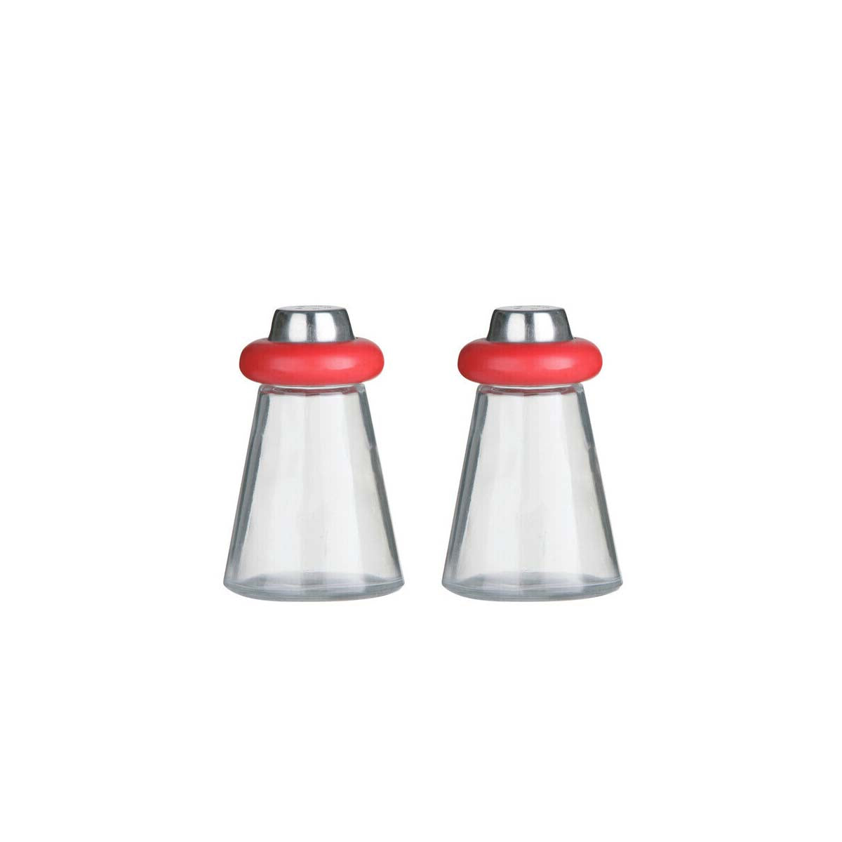 Cone Condiments Red Plastic/Glass Salt and Pepper Shakers