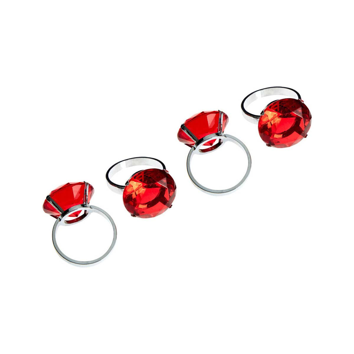 Set Of Four Red Diamante Napkin Rings