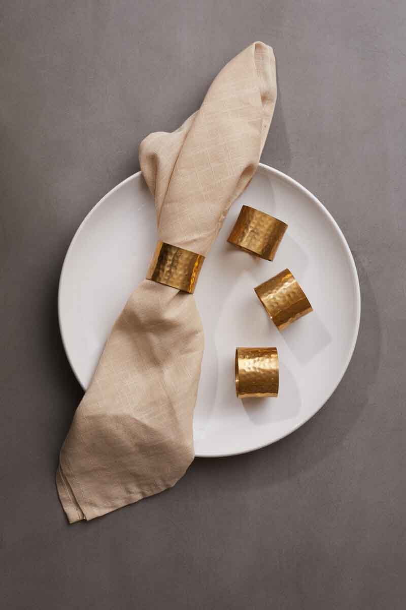 Set Of Four Brass Finish Napkin Rings