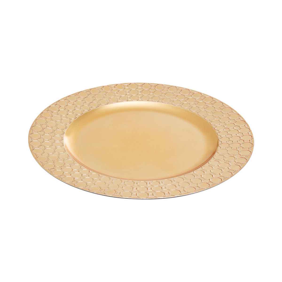 Dia Gold Charger Plate With Octagon Pattern Rim