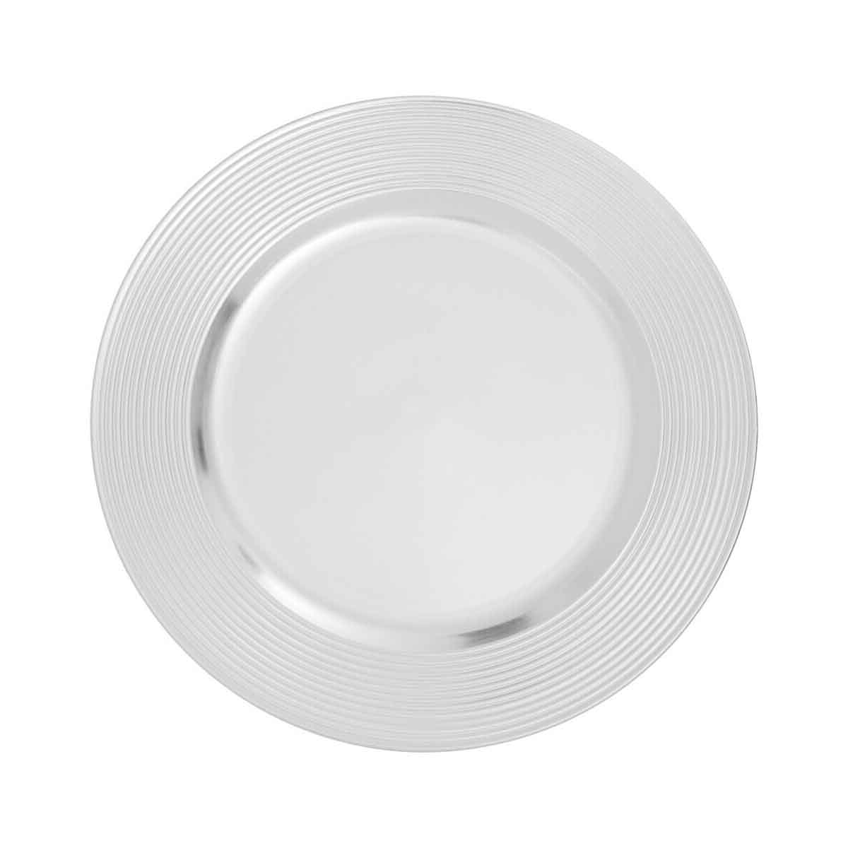 Dia Silver Finish Ribbed Charger Plate
