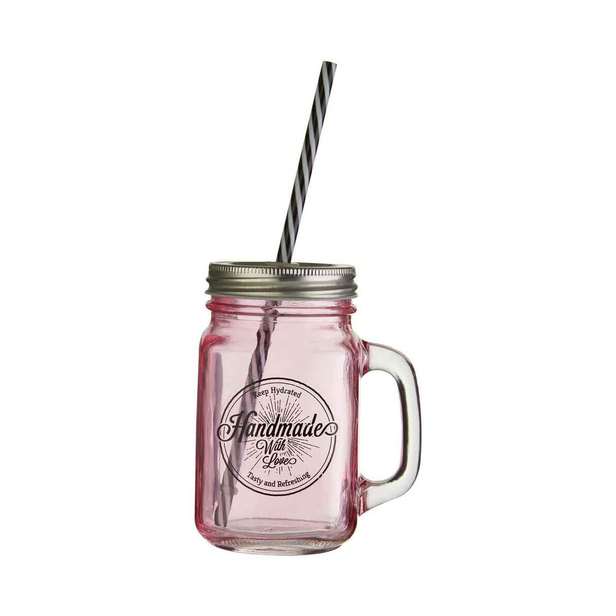 Handmade With Love Square Mason Jar Mug