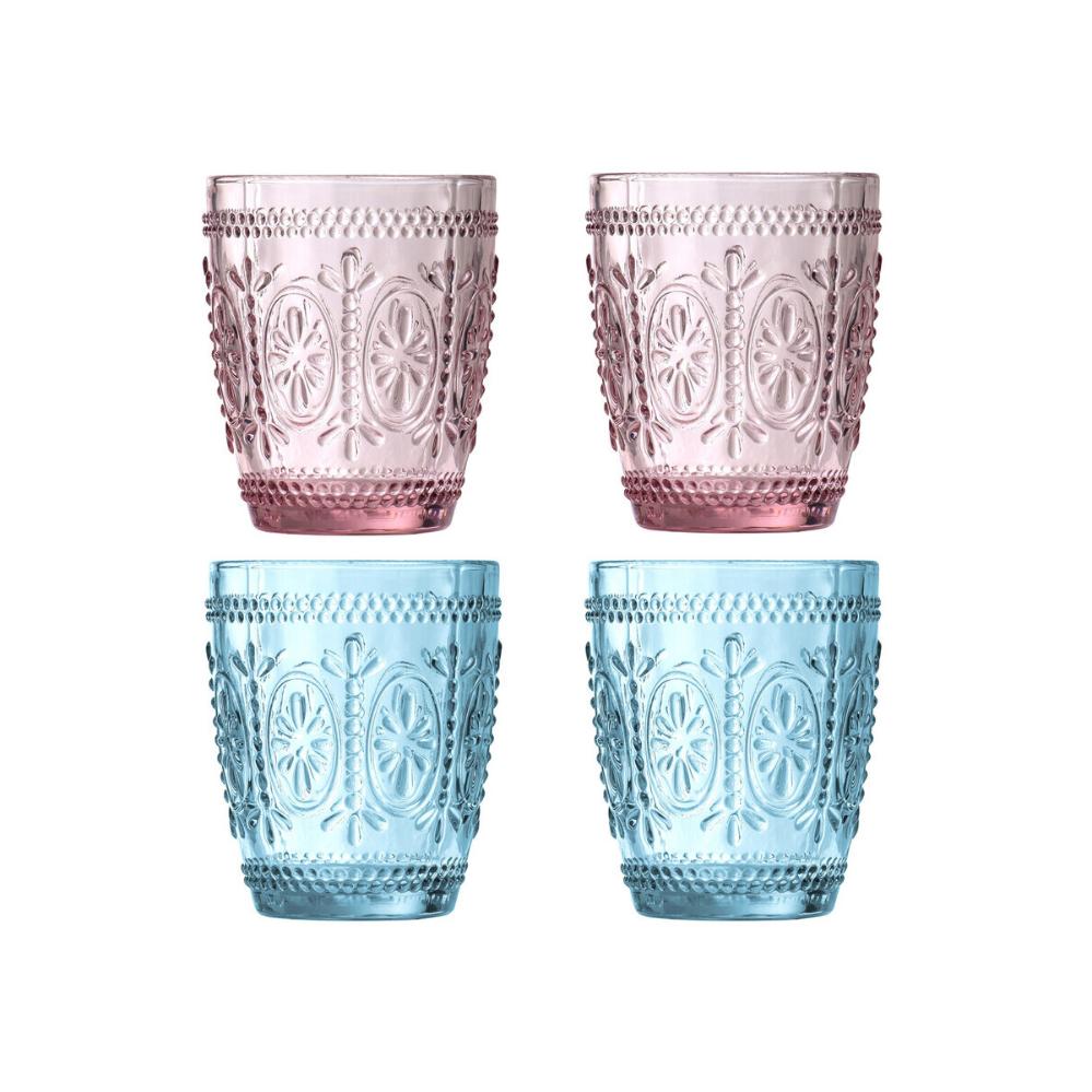 Set Of Four Fleur Glass Tumblers