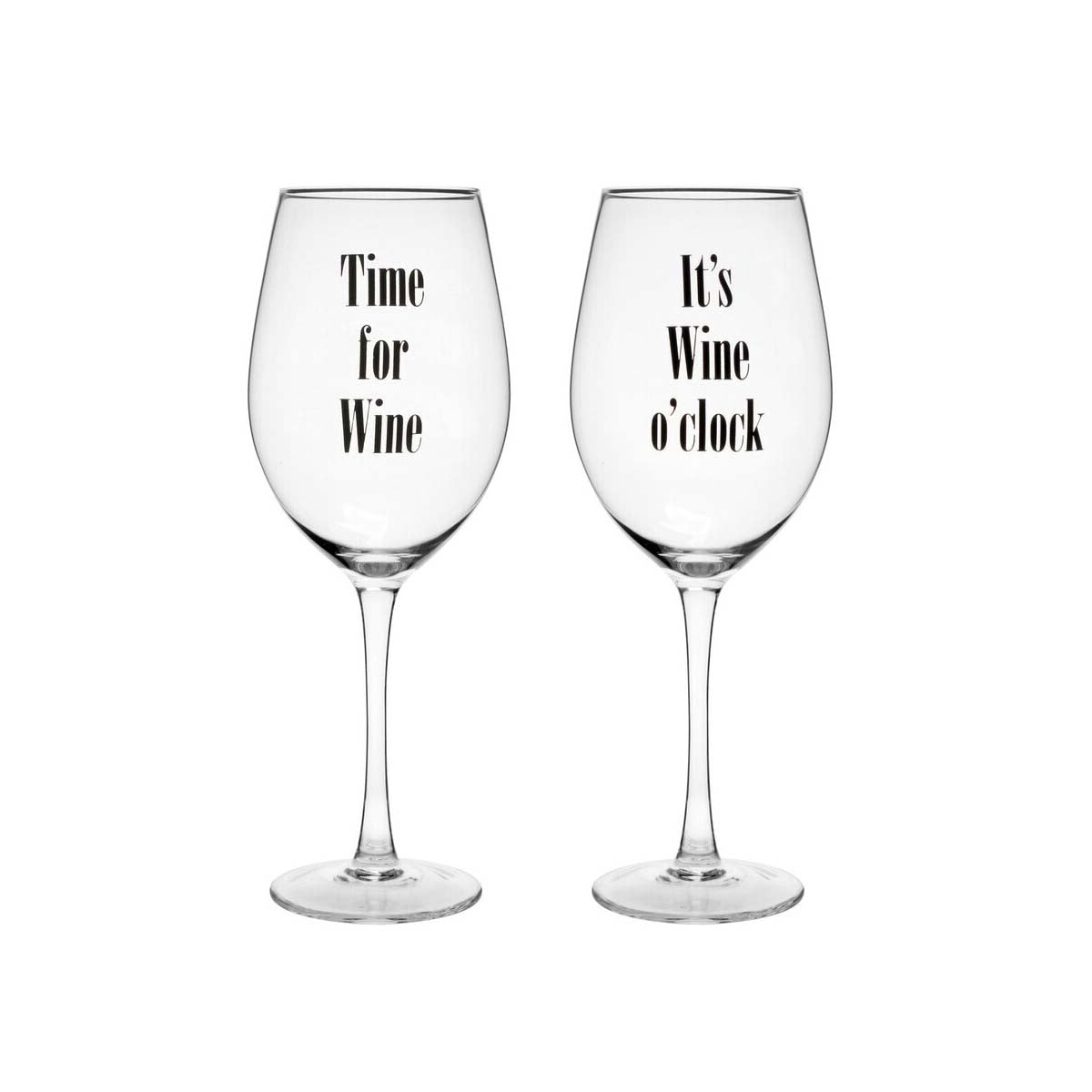 Verity Set of 2 Time For Wine Large Wine Glasses