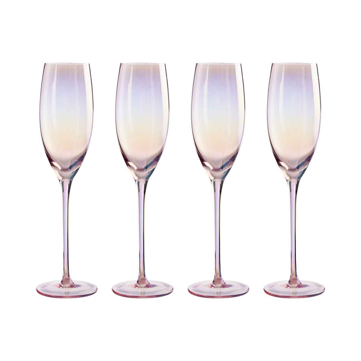 Frosted Deco Set Of 4 Champagne Glasses