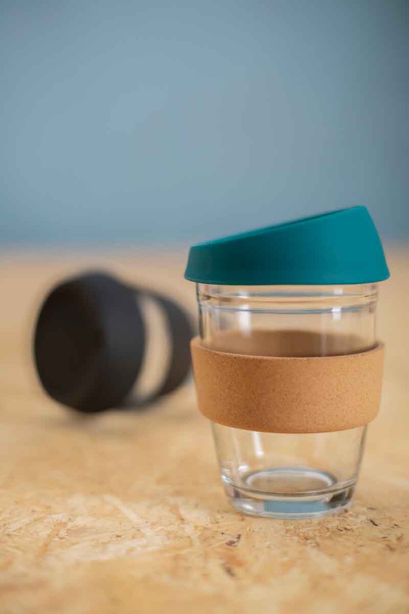 Mimo Glass Mug With Dark Green Silicone Lid