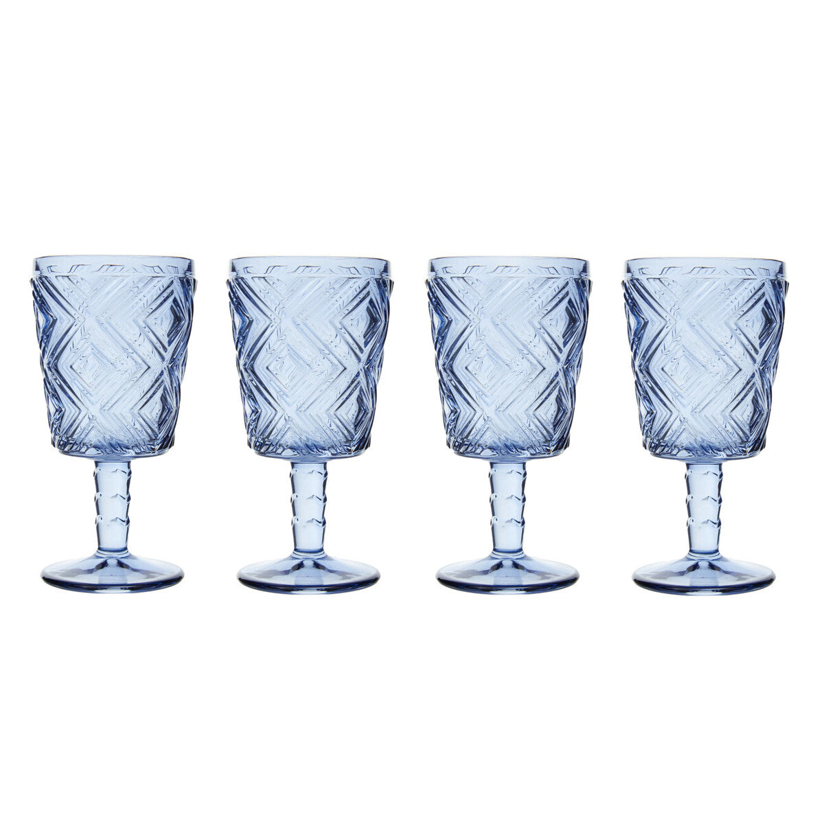 Fleur Set Of Four Blue Wine Glasses