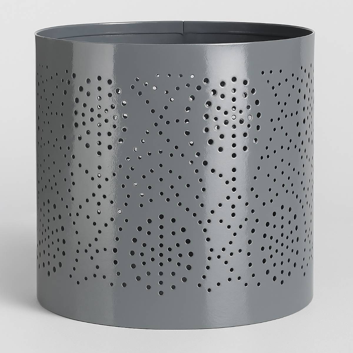 Punched Grey Finish Small Candle Holder