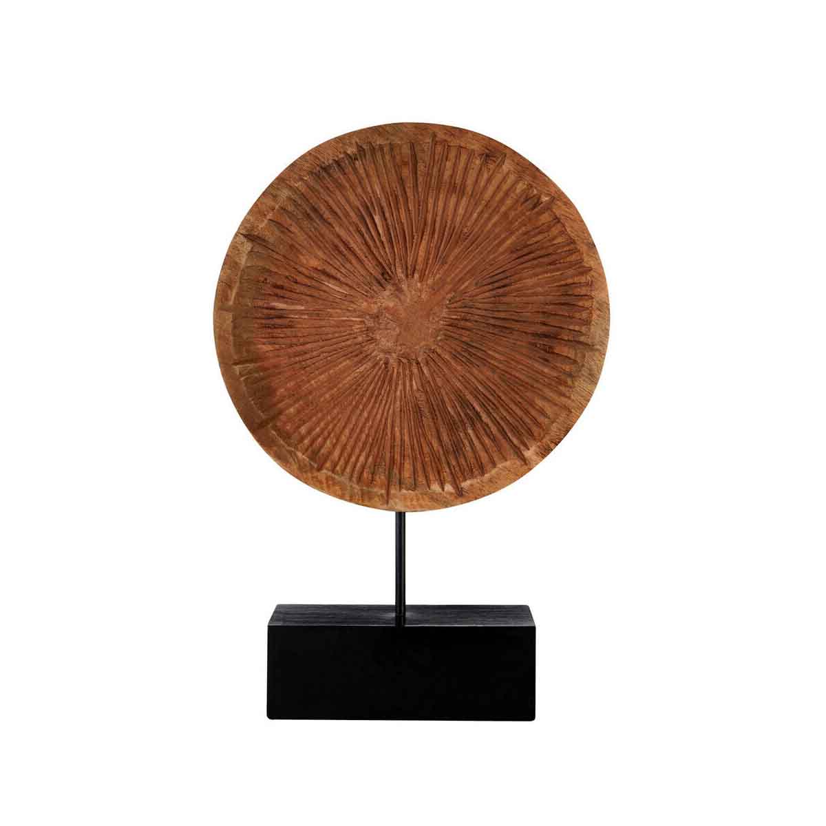 Fidel Large Carved Wood Disc On Stand