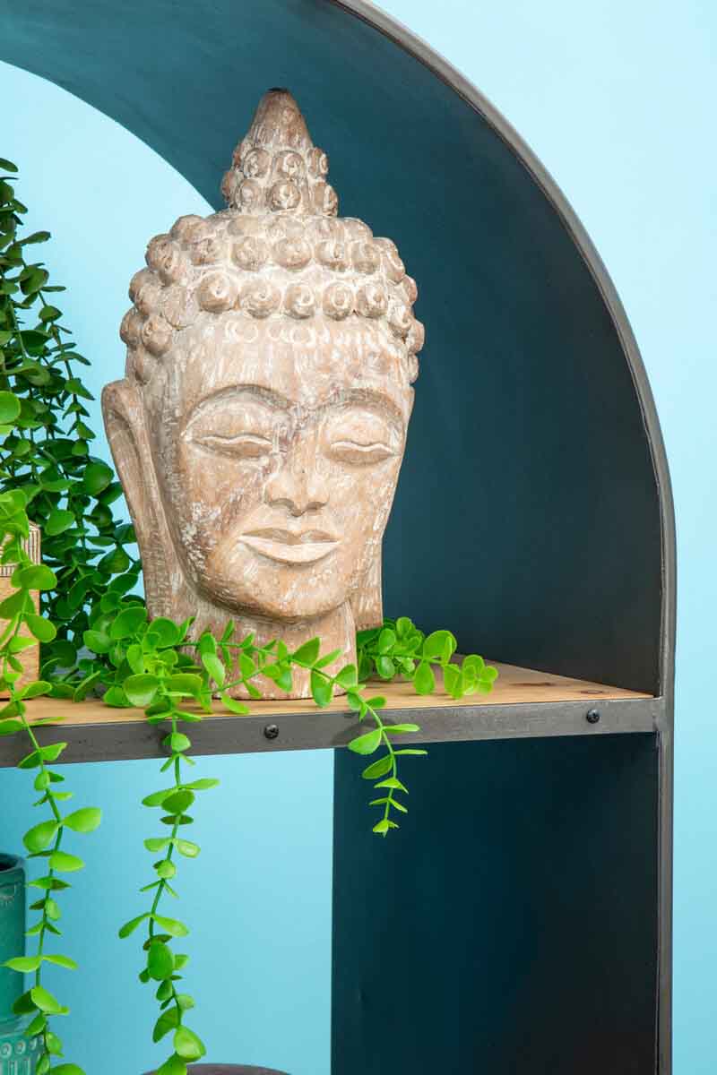 Fausto Mango Wood White Wash Buddha Head