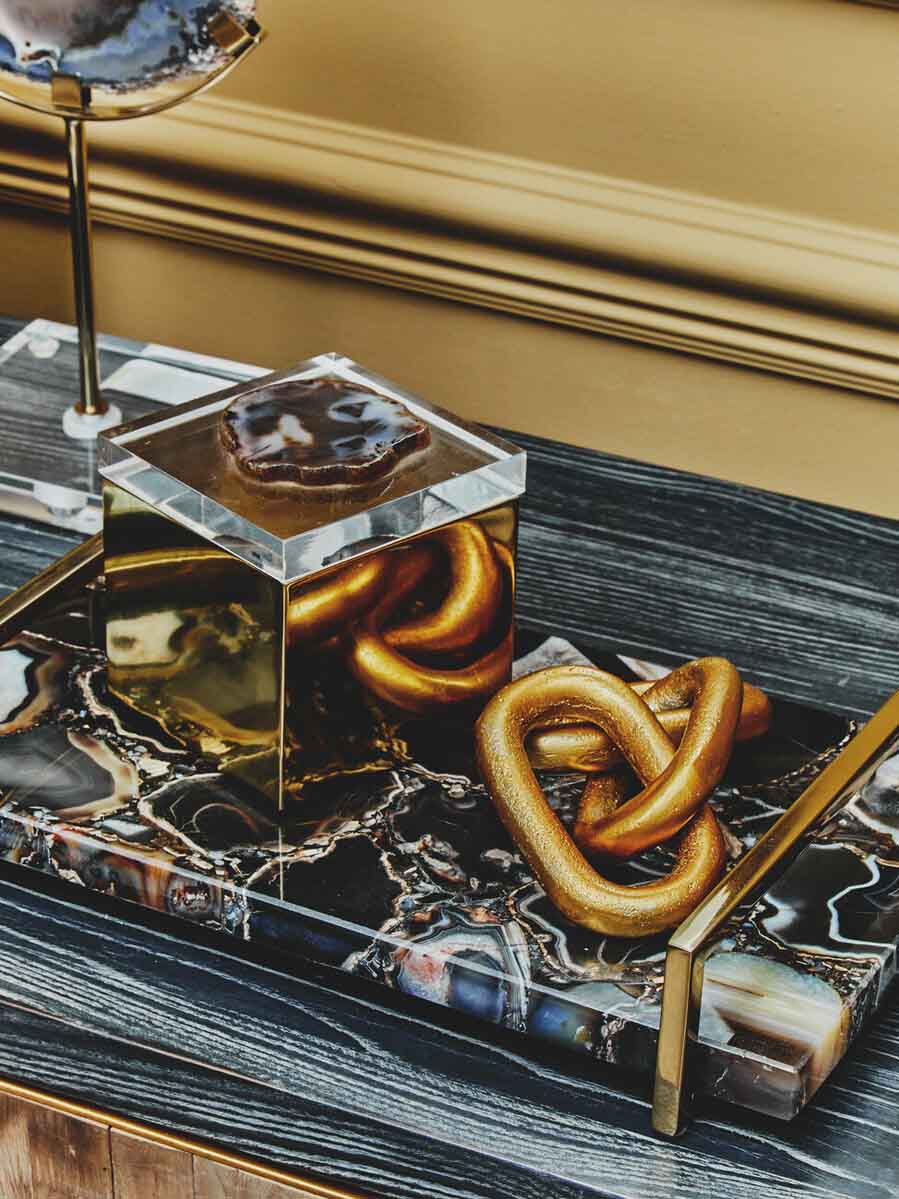 Bowerbird Black Agate Small Trinket Box