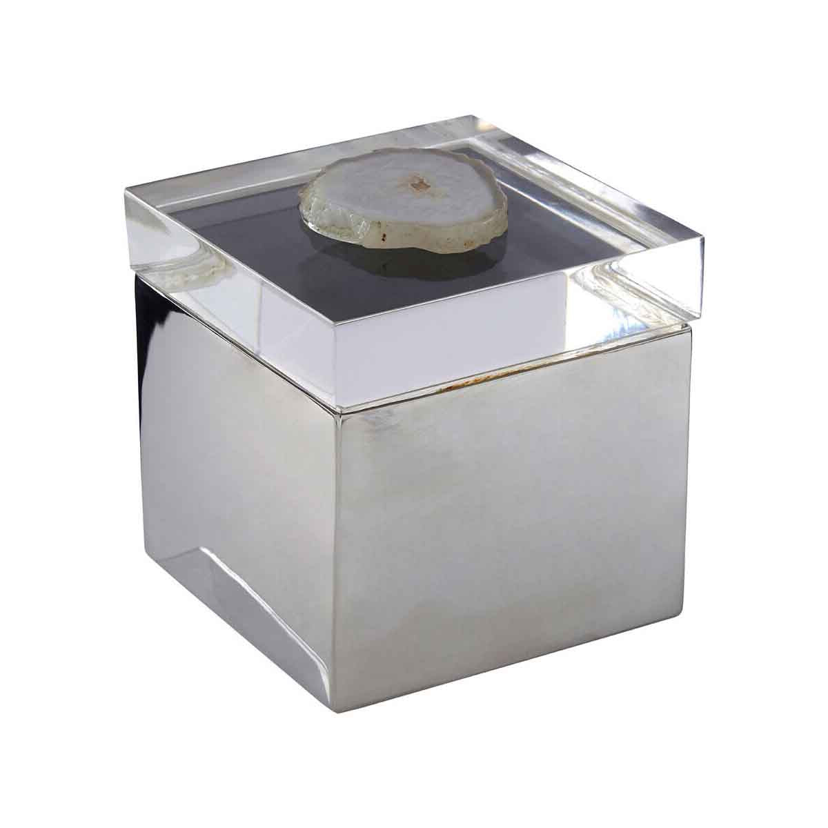 Bowerbird White Agate Small Trinket Box